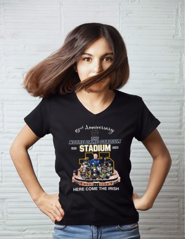 93nd Anniversary The Notre Dame Stadium 1930 2023 Here Come The Irish Signatures T-Shirts