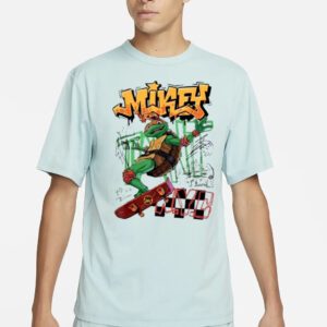 Teenage mutant ninja turtles mutant mayhem skater mikey art design t shirts