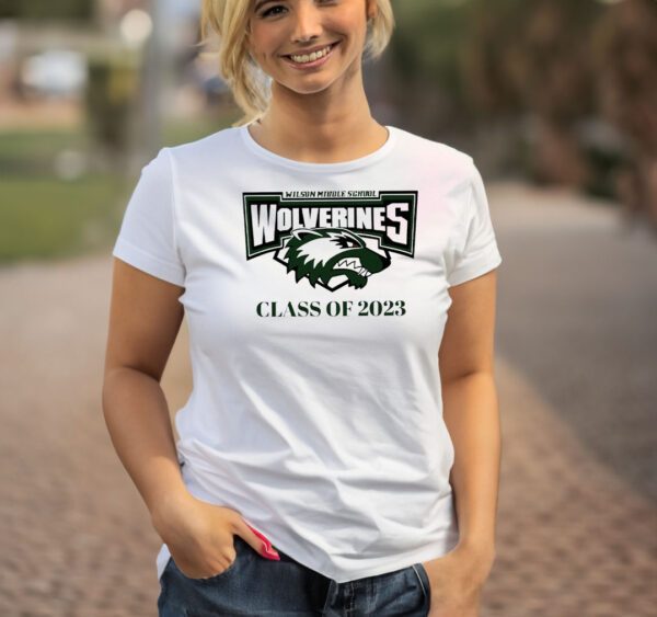 Wilson Middle School Wolverimes class of 2023 logo shirt