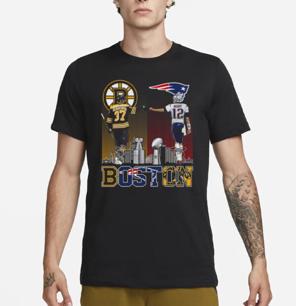 Boston Bruins Bergeron And New England Patriot Tom Brady Champions T-Shirt