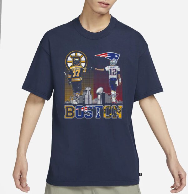 Boston Bruins Bergeron And New England Patriot Tom Brady Champions T-Shirts