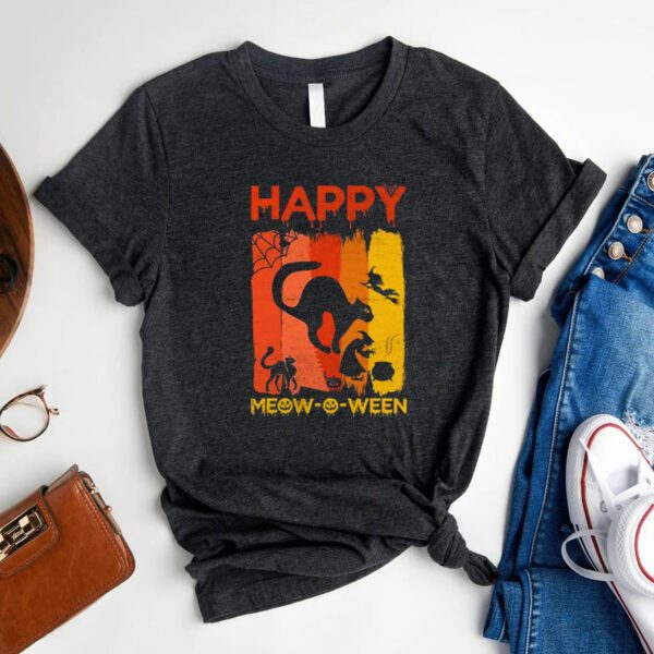 Happy Meow O ween Funny Halloween Black Cat Scary Spooky Shirt