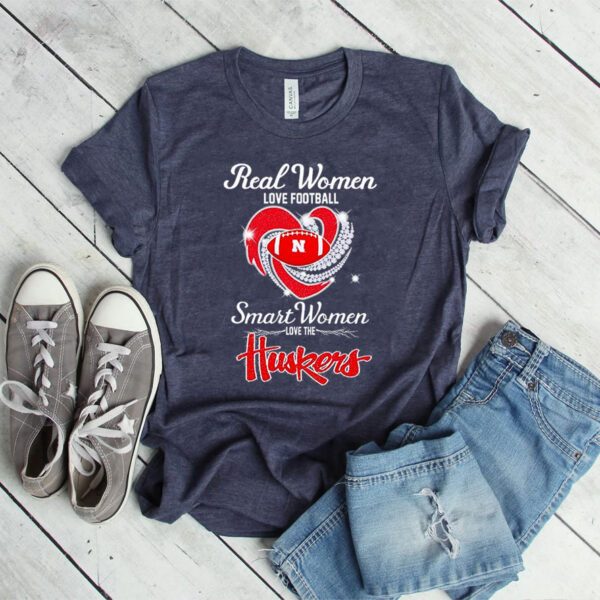 Nebraska Cornhuskers Real Women Love Football Smart Women Love The Huskers Diamond Love Shirt