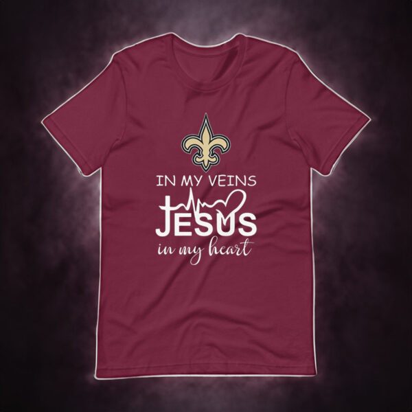 New Orlean Saints Logo 2023 In My Veins Jesus In My Heart shirts