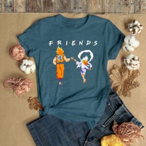 Songoku Super Saiyan 2 and Monkey D Luffy Gear 5 friends shirts