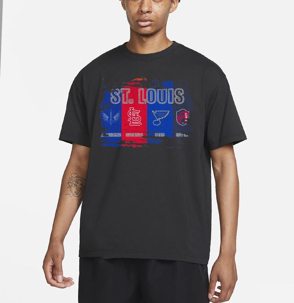 St. Louis Cardinals St. Louis Blues St. Louis Battlehawks St. Louis City SC  logo St. Louis city 2023 shirt - teejeep