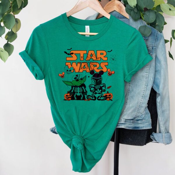 Star Wars Yoda And Boba Fett Skeleton Halloween Shirt