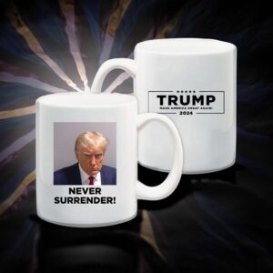 Trump Never Surrender White Coffee Mug