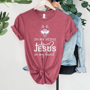 UConn Huskies Logo 2023 In My Veins Jesus In My Heart shirts