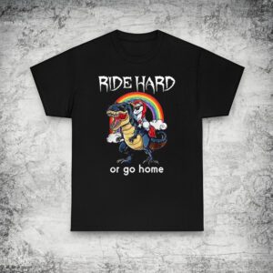 Unicorn Ride Hard Or Go Home Dinosaur Ugly Christmas Shirt