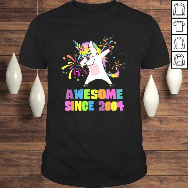 16 Years Old 16th Birthday Awesome Since 2004 Unicorn Tee Shirt