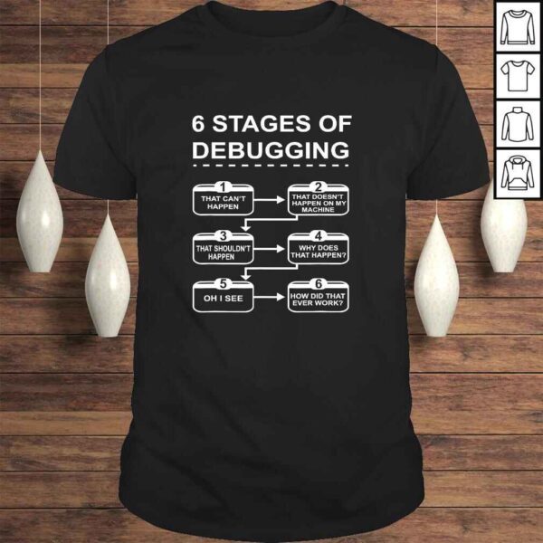 6 Stages of Debugging design Programming Computer Science Shirt