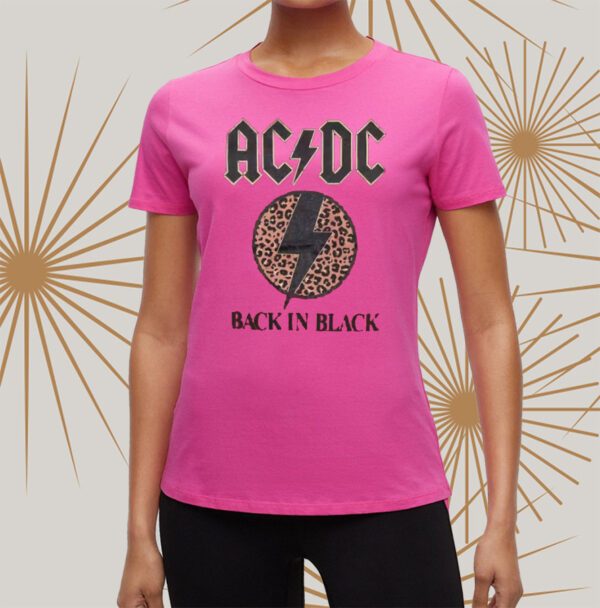 AC DC Back in Black Leopard Print Logo T-shirt