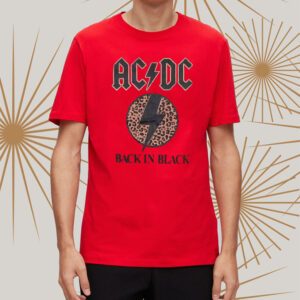 AC DC Back in Black Leopard Print Logo T-shirts