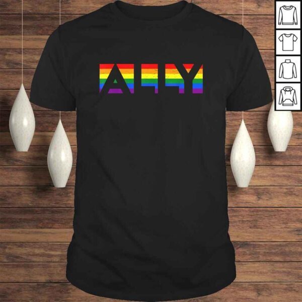 ALLY LGBTQ Rainbow Pride Flag Lesbian Gay Vintage Gift Top