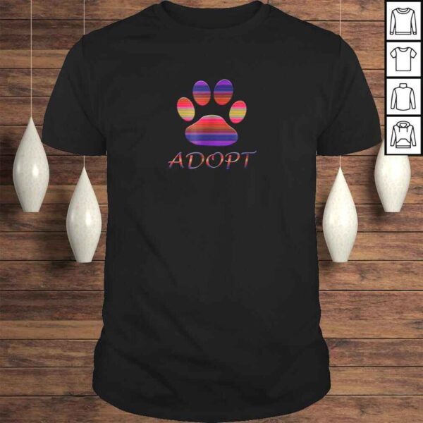 Adopt Animals Rescue Dog Shirt Paw Print Colorful Design