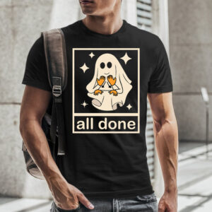 All Done Sign Language Speech Pathology Aac Sped Teacher Shirt, Ghost Fall Halloween Witch Shirt Halloween Teacher T-Shirt