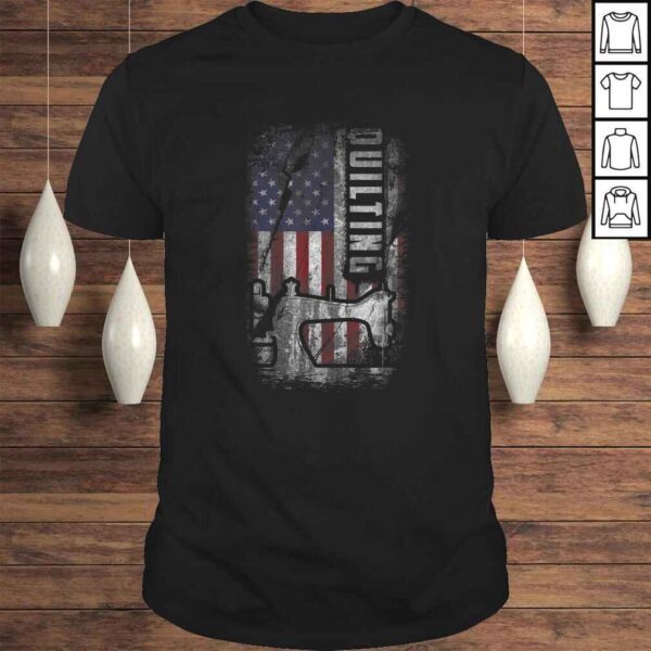 American Quilting Patriot Grunge USA Flag Quilt V-Neck T-Shirt