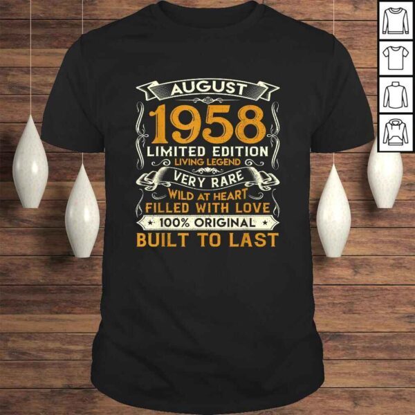 August 1958 Shirt 62 Years Old 62nd Birthday V-Neck T-Shirt