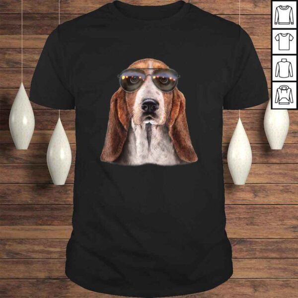 Basset Hound Dog Wearing Swag Aviator Sunglass, Tee T-Shirt