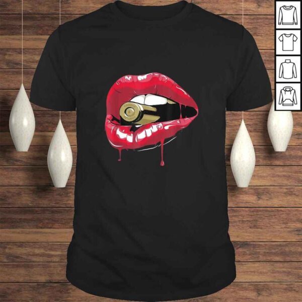 Biting the Bullet Red Lipstick Lips T-shirt