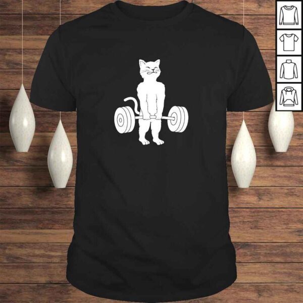 Cat Deadlift Hoodie - Powerlifting Kitty Sweater, Muscle Cat Pullover Hoodie