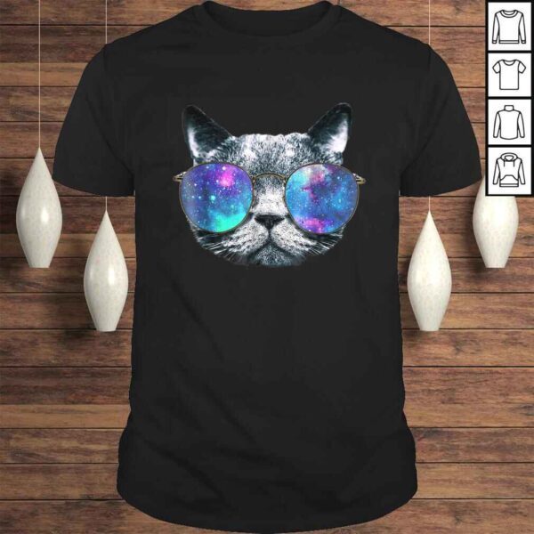 Cat Space Glasses Shirt Astronaut Cat Meme Round Glasses Tee