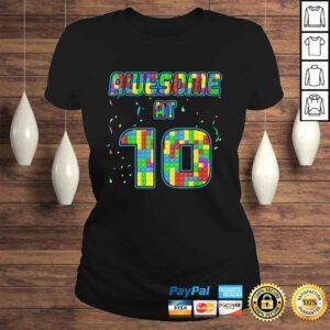 ClassicLadies 10 Years Old Birthday Gift Age 10 Build Blocks Bricks Theme Shirt