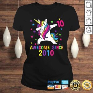 ClassicLadies 10th Birthday Dabbing Unicorn Awesome Since 2010 Party Tee TShirt