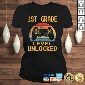 ClassicLadies 1st Grade Level Unlocked Gamer First Day Of School Boys Tee Shirt