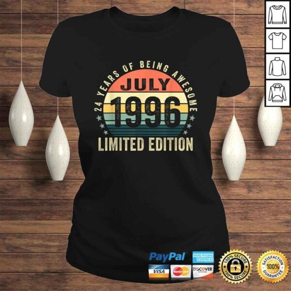 24 Years Old Gifts July 1996 Limited Edition 24th Birthday V-Neck T-Shirt - Image 3