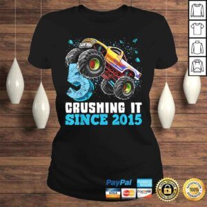 ClassicLadies 5 Crushing It Since 2015 Monster Truck 5th Birthday Gift Boy Shirt