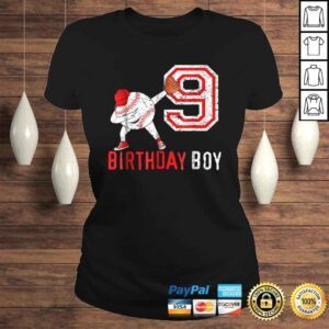 ClassicLadies 9 Years Old Baseball Boy Born 2009 9th Ninth Birthday Shirt