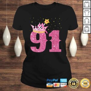 ClassicLadies 91th Birthday Girl Pink Crown 91 Years old Shirt Gifts