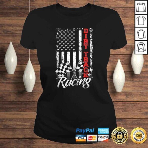 American Flag Dirt Track Racing Car Bike Driver Racer V-Neck T-Shirt - Image 3