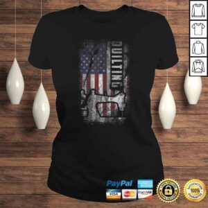 ClassicLadies American Quilting Patriot Grunge USA Flag Quilt VNeck TShirt