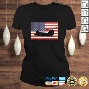 ClassicLadies American USA Flag Chinook Helicopter Army Military PiloTShirt Gift