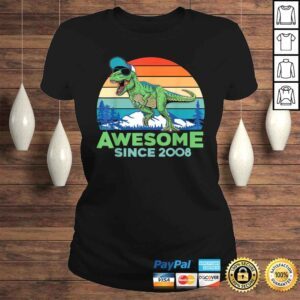 ClassicLadies Awesome Since 2008 Boy Girl 12 Years Old Dinosaur TRex Tee TShirt