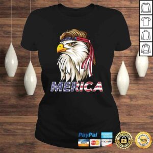 ClassicLadies Bald Eagle Shirt American Sunglasses Mullet USA 4th of July TShirt