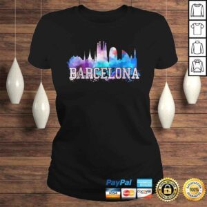 ClassicLadies Barcelona Shirt Skyline Watercolor Art Souvenir Gift