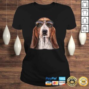 ClassicLadies Basset Hound Dog Wearing Swag Aviator Sunglass Tee TShirt