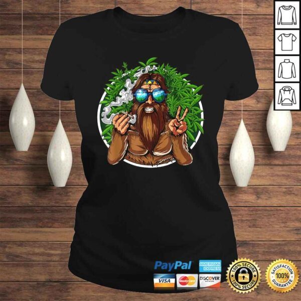 Bigfoot Hippie Smoking Weed Funny Marijuana Cannabis Stoner Tee T-Shirt - Image 3