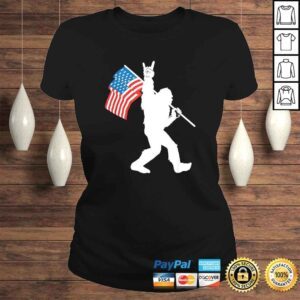 ClassicLadies Bigfoot Rock and Roll USA Flag for Sasquatch Believers TShirt