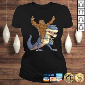 ClassicLadies Bigfoot Sasquatch Riding Dinosaur T rex Shirt Funny Gifts