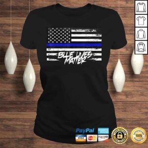 ClassicLadies Blue Lives Matter Shirt With American Flag Thin Blue Line