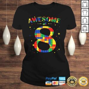 ClassicLadies Building Blocks Bricks Awesome at 8 Years Old Birthday Boy Tee Shirt