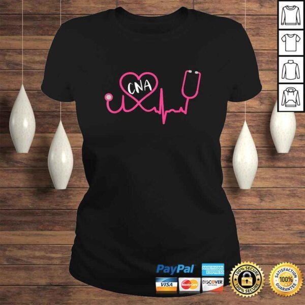 CNA Nursing Assistant EKG Stethoscope Heart Cute TShirt - Image 3