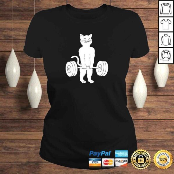 Cat Deadlift Hoodie - Powerlifting Kitty Sweater, Muscle Cat Pullover Hoodie - Image 3