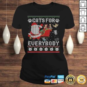 ClassicLadies Cats For Everybody Christmas Cute Cat Lover Ugly Sweater Tee Shirt