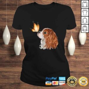 ClassicLadies Cavalier King Charles Spaniel with Butterfly Dog Lover Shirt